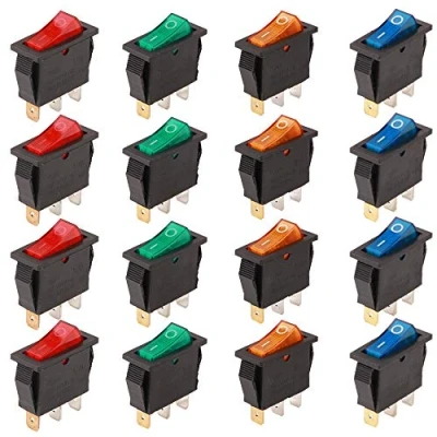 Image of RUNCCI YUN 12 Pcs 3 Pin 16A 250V/30A 250V 2 Position ON/Off KCD3 Boat Rocker Switch with Indicator Light