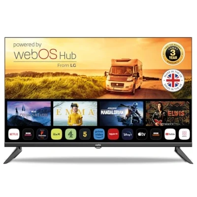 Image of Cello 12 Volt 32 inch Traveller Smart TV, 3 Years Warranty, Made in UK (2024) Ultrafast WebOS, Freeview Play, FreeSat, Bluetooth, Netflix, Apple BBC. Small TV for Campervans, Motorhomes, HGVS
