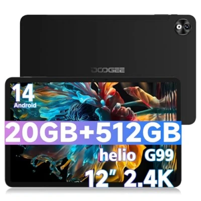 Image of DOOGEE T40 Pro Tablet 12 Inch 20GB RAM + 512GB ROM (2TB TF), 2.4K Android 14 Tablets, 10800mAh Battery Helio G99 Tablet, 7.6 mm, 16MP+8MP, 4 Stereo Speakers, Dual 4G LTE Black