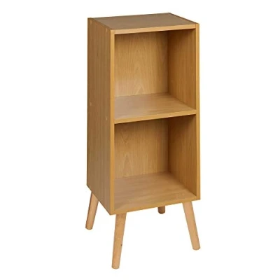 Image of URBNLIVING Wooden Storage Cube Bookcase Scandinavian Style Legs Unit (Beech Bookcase, Beech Legs)