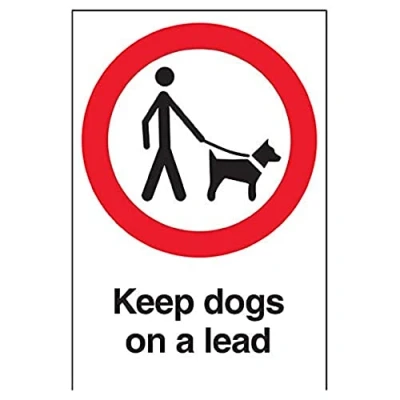 Image of VSafety Keep Dogs On A Lead Prohibition Sign Portrait 200mm x 300mm 1mm Rigid Plastic