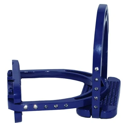 Image of Reitsport Amesbichler Aluminium Stirrups with Rhinestone Stones Extra Light Wide Tread Blue