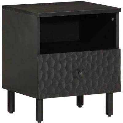 Image of vidaXL Bedside Cabinet Black 40x33x46 cm Solid Wood Mango