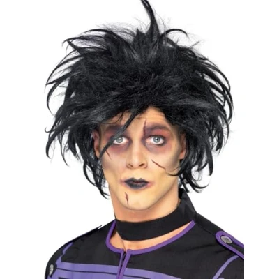 Image of Smiffys Psycho Wig, Black , Halloween Fancy Dress Accessory, Accessories Up Wigs