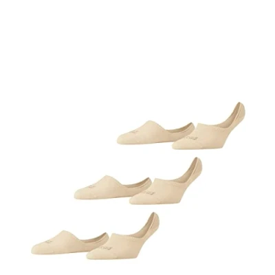 Image of FALKE Women&#039;s Invisible Step High Cut Multipack W In Cotton No Show Plain 3 Pairs Liner Socks, Beige Cream 4011, 5.5 6.5