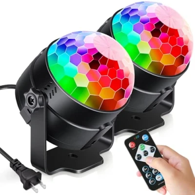 Image of [2 Pack] Sound Activated Party Lights with Remote Control Dj Lighting, RBG Disco Ball Light, Strobe Lamp 7 Modes Stage Par Light for Home Room Dance Parties Bar Karaoke Xmas Wedding Show Club