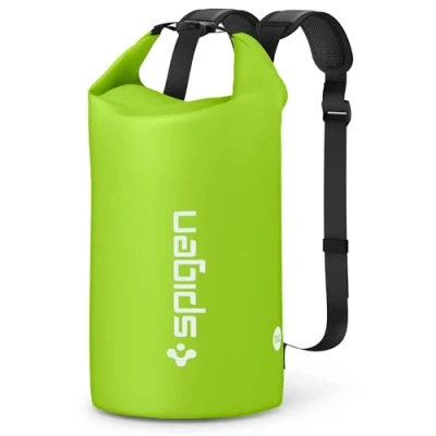Image of Spigen Aqua Shield Waterproof Dry Bag Rucksack 30L, [Mesh Lined Padded Straps] [Roll Top Closure] Backpack for Swimming, Paddle Boarding, Fishing, Kayaking, Camping, and Boating Cactus Green