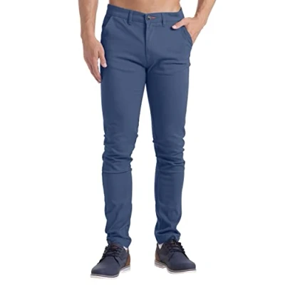 Image of westAce Mens Skinny Stretch Chino Trousers Super Jeans Casual Pants (W34 x L32 (34R), Pale Blue)