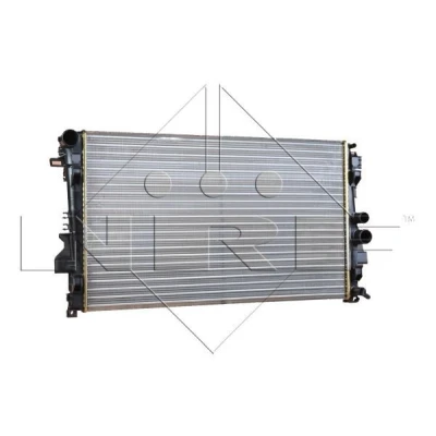 Image of 6395010401, 6395011101, A6395010401, A6395011101 Engine radiator NRF 53801 Aluminium 680mm 405mm 26mm Mechanically jointed cooling fins