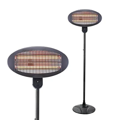 Image of Litecraft Patio Heater 2000 Watt Outdoor Standing or Wall Mount Fitting Black