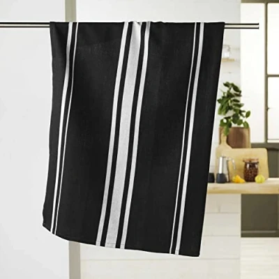 Image of Douceur d&#039;Intérieur Counter Tea Towel, Cotton, Black, 50 x 70 cm
