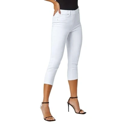 Image of Roman Curve Womens Elastic Waist Cropped Denim Jeggings White Size UK 30 32