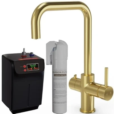 Image of Liquida EBT311BR 3 in 1 Brushed Brass Kitchen Instant Boiling Hot Water Tap