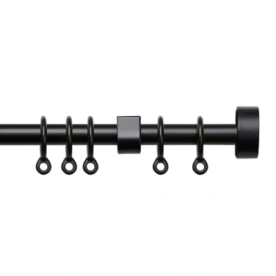 Image of eXtreme Black Curtain Pole for Patio, Living Room, Bedroom, &amp; Bathroom 150 to 280cm Extendable Includes Finials, Rings, Brackets Durable, Anti Rust, and Wear Resistant Rod