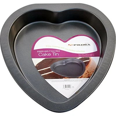 Image of Set Of 2 Heart Shaped Cake Tins Valentines Non Stick Carbon Steel Bake Pan Also Ideal For Cheesecake &amp; Loafs