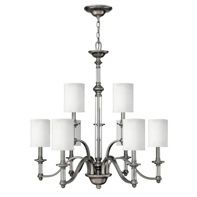 Image of Sussex 9 Light Multi Arm Chandelier Brushed Nickel Finish, E14