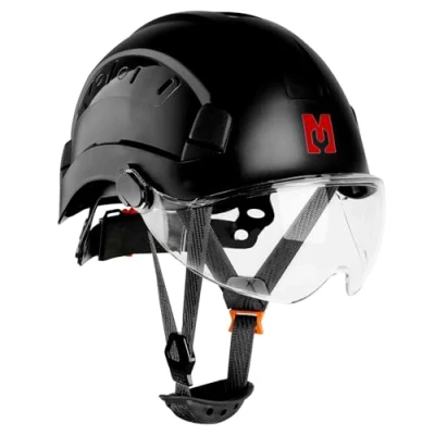 Image of Mustbau Construction Hard Hats Safety Helmet with Clear Visor and Chin Strap, Adjustable Vent Hole, 53 to 63 cm Hat for Forestry, Builders, Industrial
