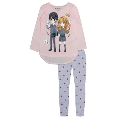 Image of Harry Potter Kids Long Sleeve Cotton Pyjama Set (UK, Age, 6 Years, Regular, Pink)