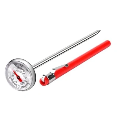 Image of 1 Set Silver Meat Thermometer for Grilling, Food Cooking, Milk, Kitchen Instant Read Thermometer, Pocket Thermometers Temperature Probe, and Timers