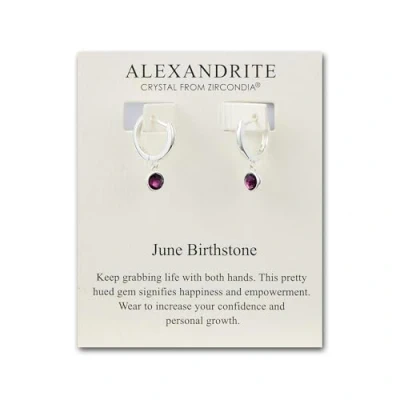 Image of Philip Jones June Birthstone Hoop Earrings Created with Alexandrite Zircondia® Crystals