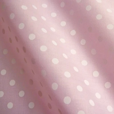 Image of Pastel Pink Polycotton Fabric with Printed 5mm White Spot (Per Metre)