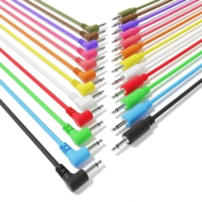 Image of ExcelValley 12 Pack Hybrid Mono Modular Patch Cables TS 3.5mm 1/8&quot;Eurorack Synth Synthesizer [15cm 6&quot;]