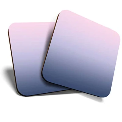 Image of Great Coasters (Set of 2) Square/Glossy Quality Coasters/Tabletop Protection for Any Table Type Pastel Lilac Ombre Pretty #2673