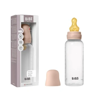 Image of BIBS Baby Bottle 270 ml Natural Rubber Latex Nipple Anti Colic, BPA Free, Round Nipple, Medium Flow, Lightweight &amp; Easy to Clean, Suitable for Newborns 0+ Years Blush