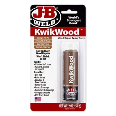 Image of J B Weld 8257UK KwikWood Epoxy Putty 57 grams Strength 900 PSI 1 Hour Cure Time Tan