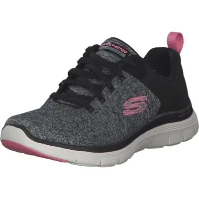 Image of Skechers Flex Appeal 4.0 Brilliant V Ladies Training Shoes, Shoe Size 5 UK Black Pink