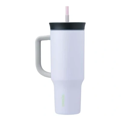 Image of Owala Stainless Steel Triple Layer Insulated Travel Tumbler with Spill Resistant Lid, Straw, and Carry Handle, BPA Free, 1.2L Purple (Bunny Hop)