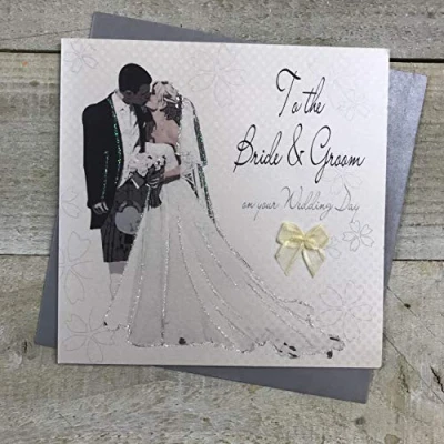 Image of White Cotton Cards To The Bride and Groom on Your Wedding Day Handmade Scottish Card, PS4