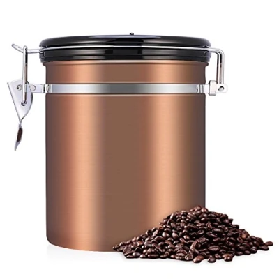Image of Garsent Airscape Coffee Beans Storage Canister Stainless Steel Airtight Container Can 1.5L(gold)