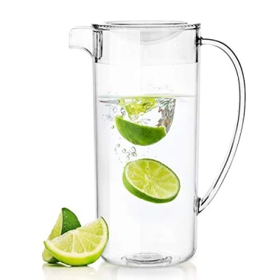 Image of Youngever 2 Quarts Re usable Plastic Pitcher with Lid, 1.9L Clear Jug Lid