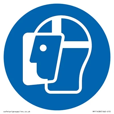 Image of Viking Signs Mandatory: Wear a face shield Sign 100x100mm S10,Blue/White