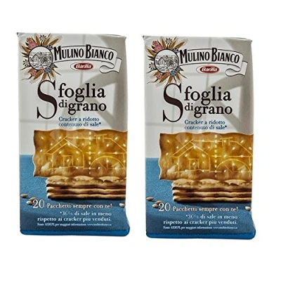 Image of Mulino Bianco: &quot;Sfoglia di Grano&quot; Cracker reduced salt 17.63 Oz (500g) pack of 2 [ Italian Import ]