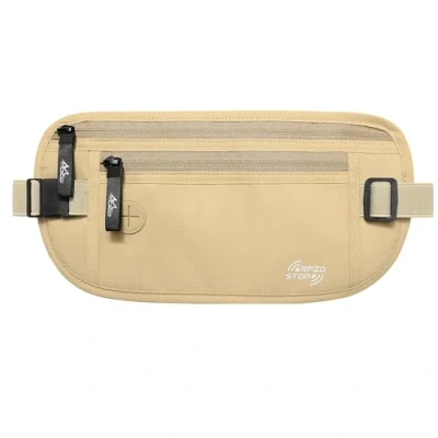 Image of MoKo Secure Travel Money Belt, Undercover Hidden RFID Blocking Wallet, Anti Theft Passport Wallets for Men Women, Beige