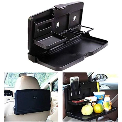 Image of bangminda Car Back Seat Foldable Dining Table, Universal Folding Cup Drink Holder, Auto Backseat Organiser Tray Desk Stand for Phone Food Bottle Meal