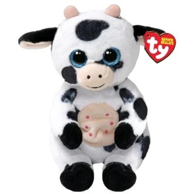 Image of TY Herdly Cow Beanie Bellies Regular 14cm Squishy Baby Soft Plush Toys Collectible Cuddly Stuffed Teddy