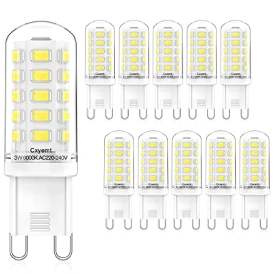 Image of Cxyemt G9 LED Bulbs 3W, Equivalent to 28W 33W 40W Halogen Bulbs, Cool White 6000K, AC 220 240V, Non Dimmable, Flicker, Energy Saving Light Lamp, 10 Pack