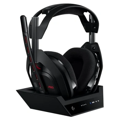 Image of Logitech G Astro A50 LIGHTSPEED Wireless Gaming Headset + Base Station (Gen 5), PRO GRAPHENE, 3 System Switching, USB C to Xbox, PS5, PC/Mac or Nintendo Switch, Bluetooth Black