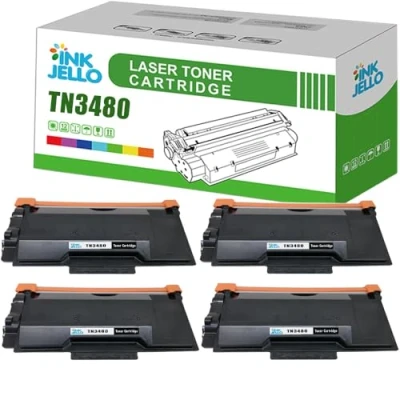 Image of InkJello Compatible Toner Cartridge Replacement for Brother DCP L5500DN L6600DW HL L5000D L5100DN L5100DNT L5200DW L5200DWT L6250DN L6300DW L6300DWT L6400DW MFC L5700DN L5750DW TN 3480 (Black, 4 Pack)