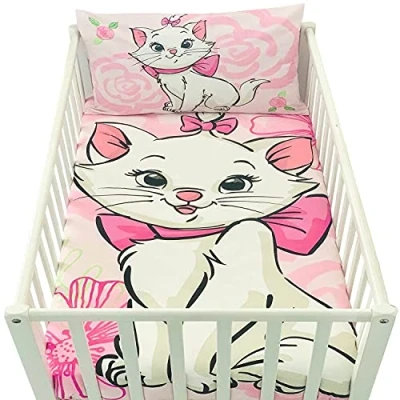 Image of Marie Aristocats Baby Duvet Cover 100 x 135 cm and Pillowcase 40 60 Bedding Set for 120 or 70 140 Disney Toddlers, Pink