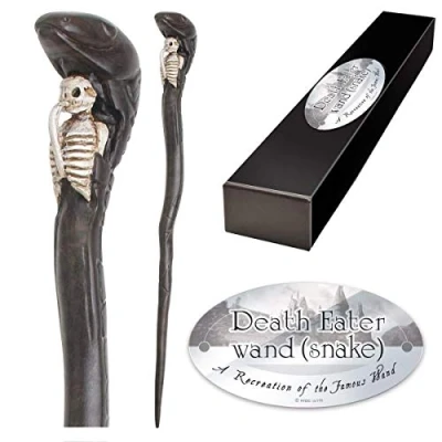 Image of The Noble Collection Death Eater Snake Character Wand 13in (34cm) Wizarding World With Name Tag Harry Potter Film Set Movie Props Wands