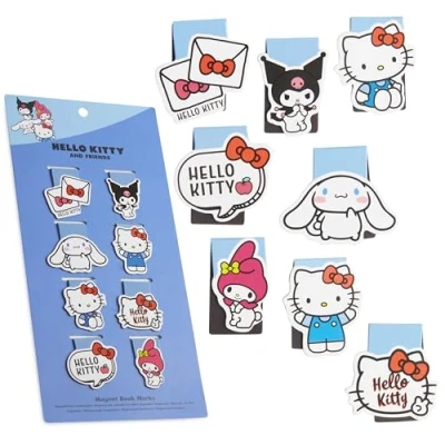 Image of Hello Kitty Magnetic Bookmark Kawaii Page Holder School University Girls Teens Women Students Teachers Stocking Fillers Gifts for Readers Anime (Blue 8 Pack)