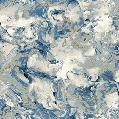 Image of Muriva Elixir Marble Blue Wallpaper 166504 Feature Metallic Effect