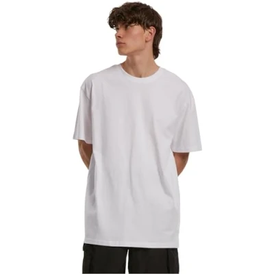 Image of Build Your Brand Men&#039;s Organic Heavy Oversize Tee T Shirt, White, S