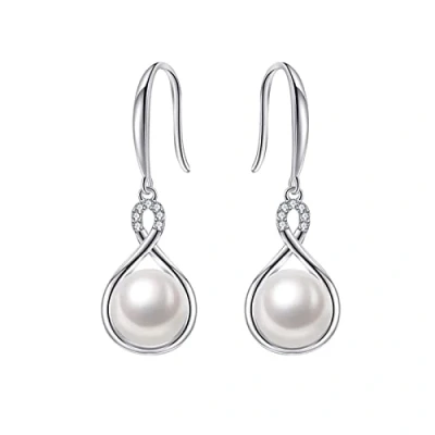 Image of Immobird Pearl Earrings with 9mm Freshwater Drop 925 Sterling Silver for Women Girls Ladies