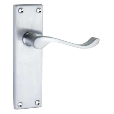 Image of Designer Levers Victorian Scroll Lever Door Handles Satin Chrome 1 Pair Latch Handle Interior Use Long