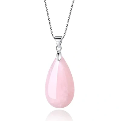 Image of COAI 925 Sterling Silver Necklace Crystal for Women, Rose Quartz